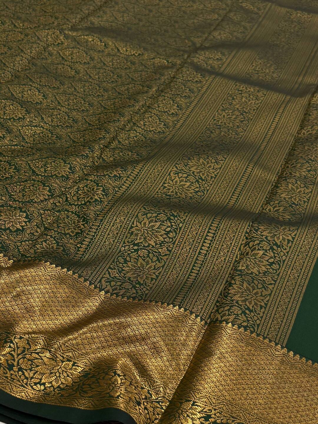 Emerald Green Semi Kanchi Silk Saree