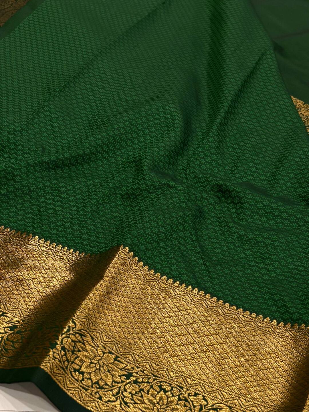 Emerald Green Semi Kanchi Silk Saree