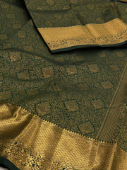 Emerald Green Semi Kanchi Silk Saree