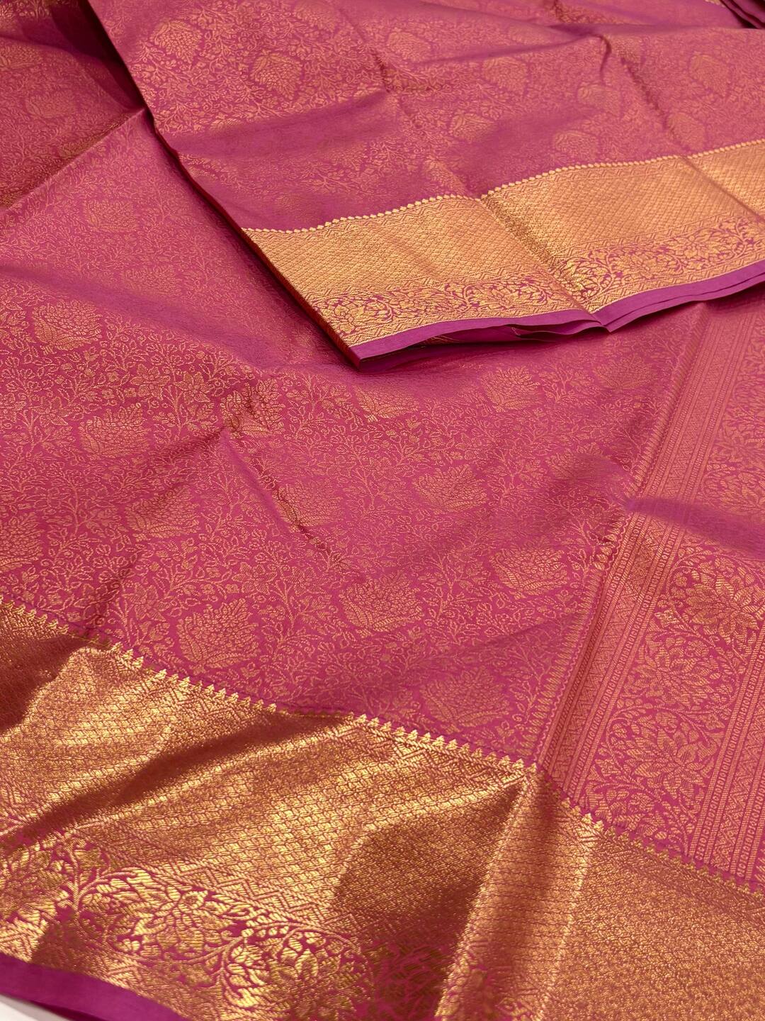 Dark Pink Semi Kanchi Silk Saree