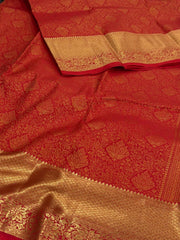 Chili Red Semi Kanchi Silk Saree