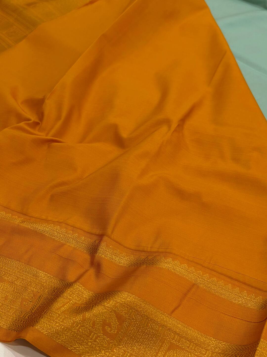 Light Turquoise Semi Kanchi Silk Saree