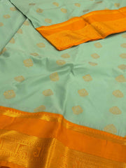 Light Turquoise Semi Kanchi Silk Saree