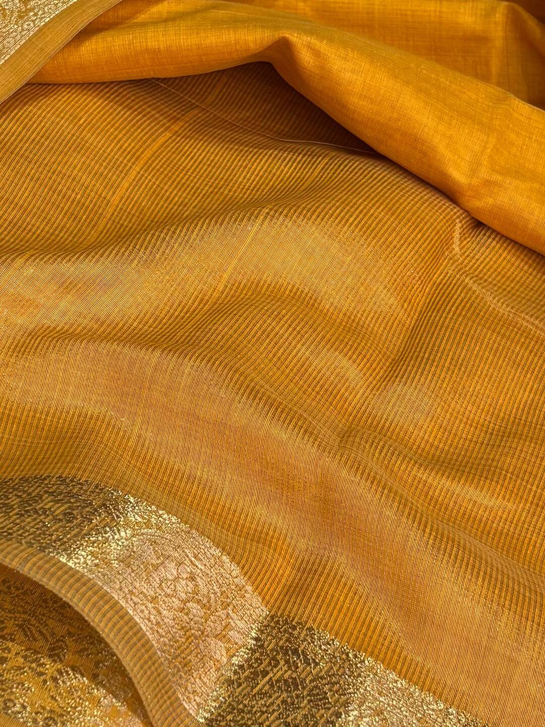 Mustard Soft Cotton Saree