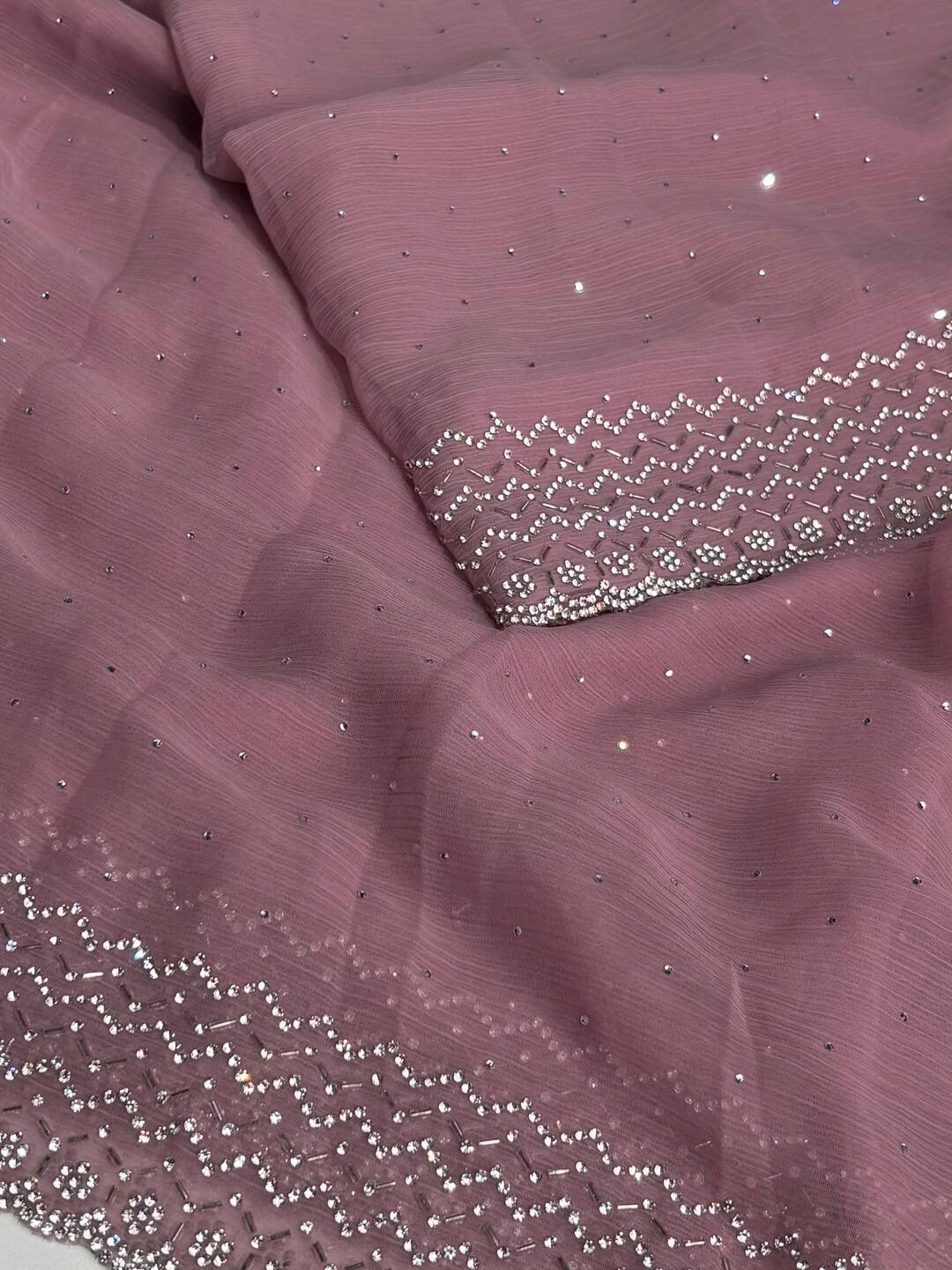 Dusty Pink Georgette saree