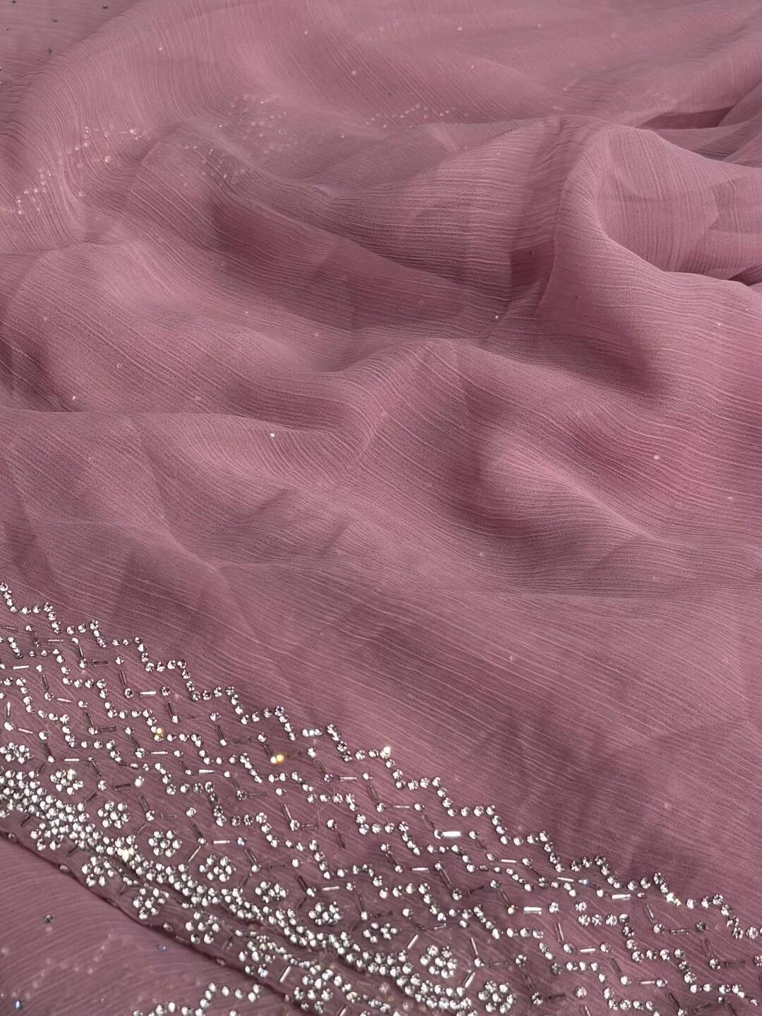 Dusty Pink Georgette saree