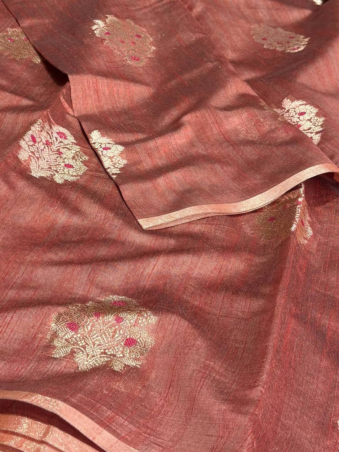 Light Red Soft Cotton Saree