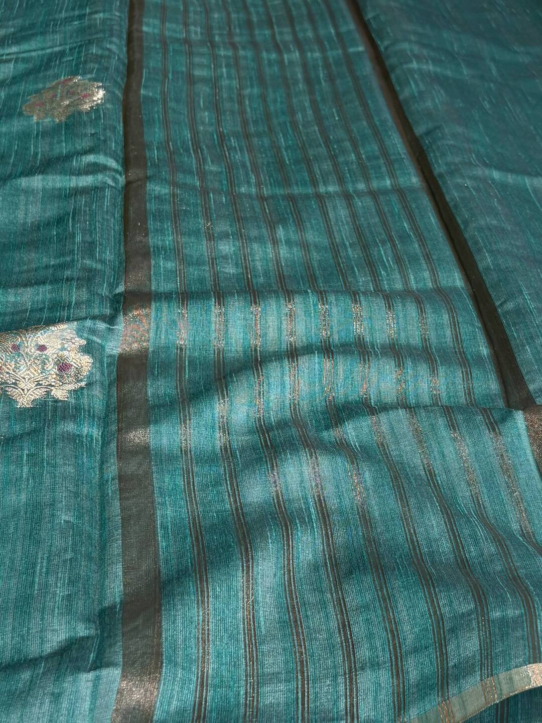 Teal Green Soft Cotton Saree