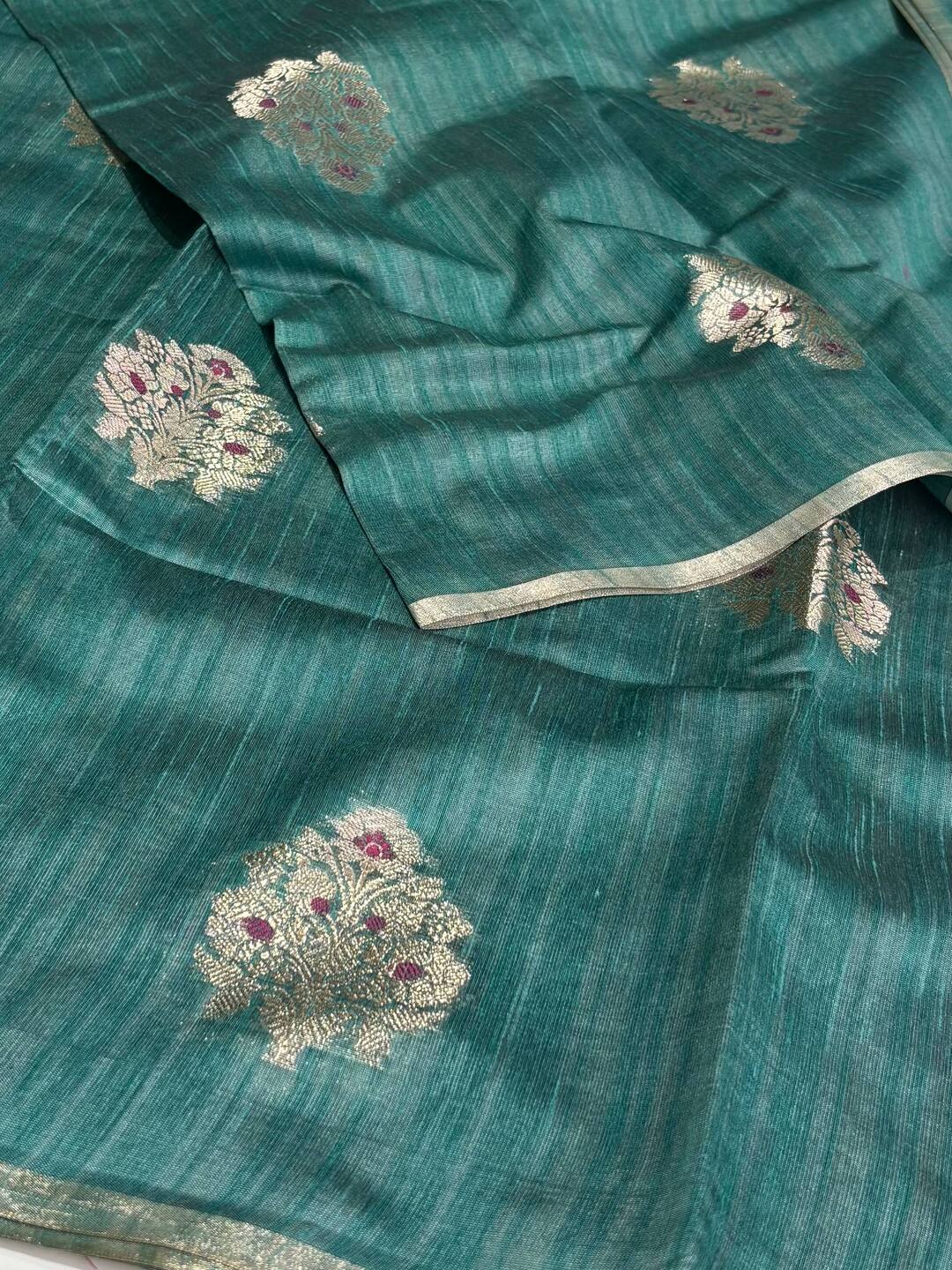 Teal Green Soft Cotton Saree