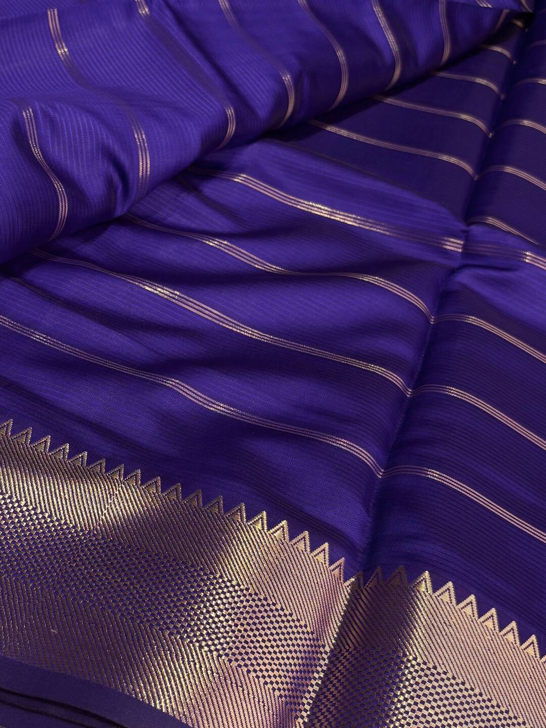 Violet Purple Checked Cotton Silk Saree