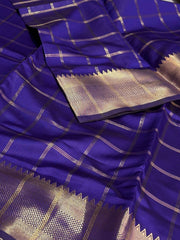 Violet Purple Checked Cotton Silk Saree