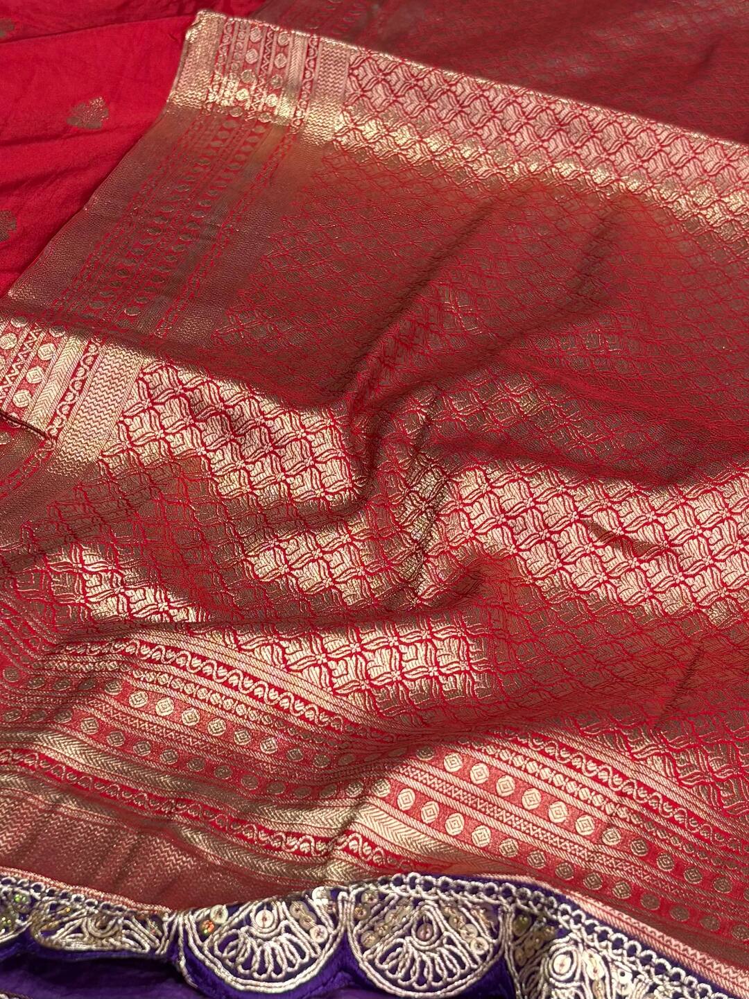 Red Banaras Cotton Silk Saree