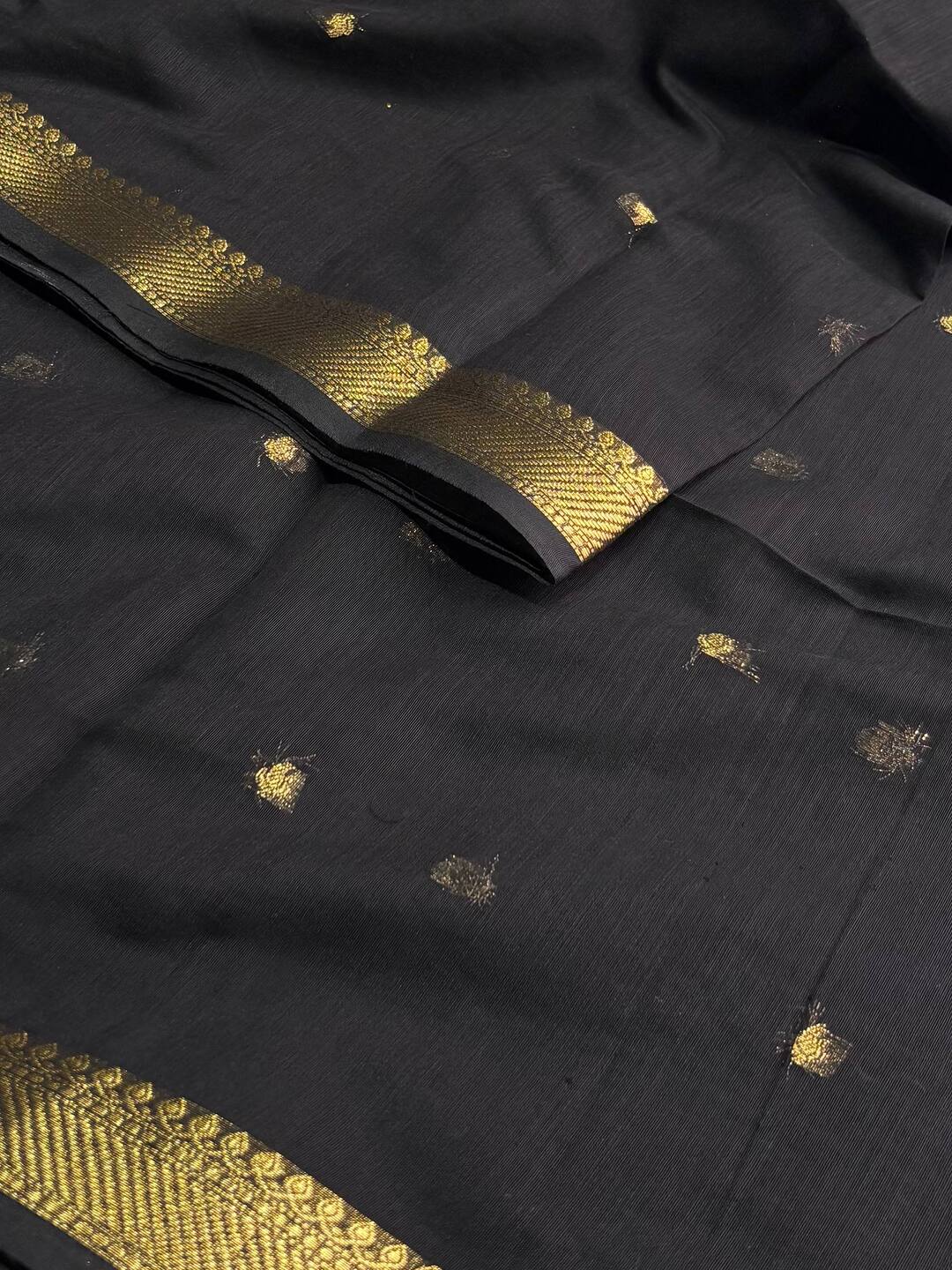 Black Soft Cotton Saree