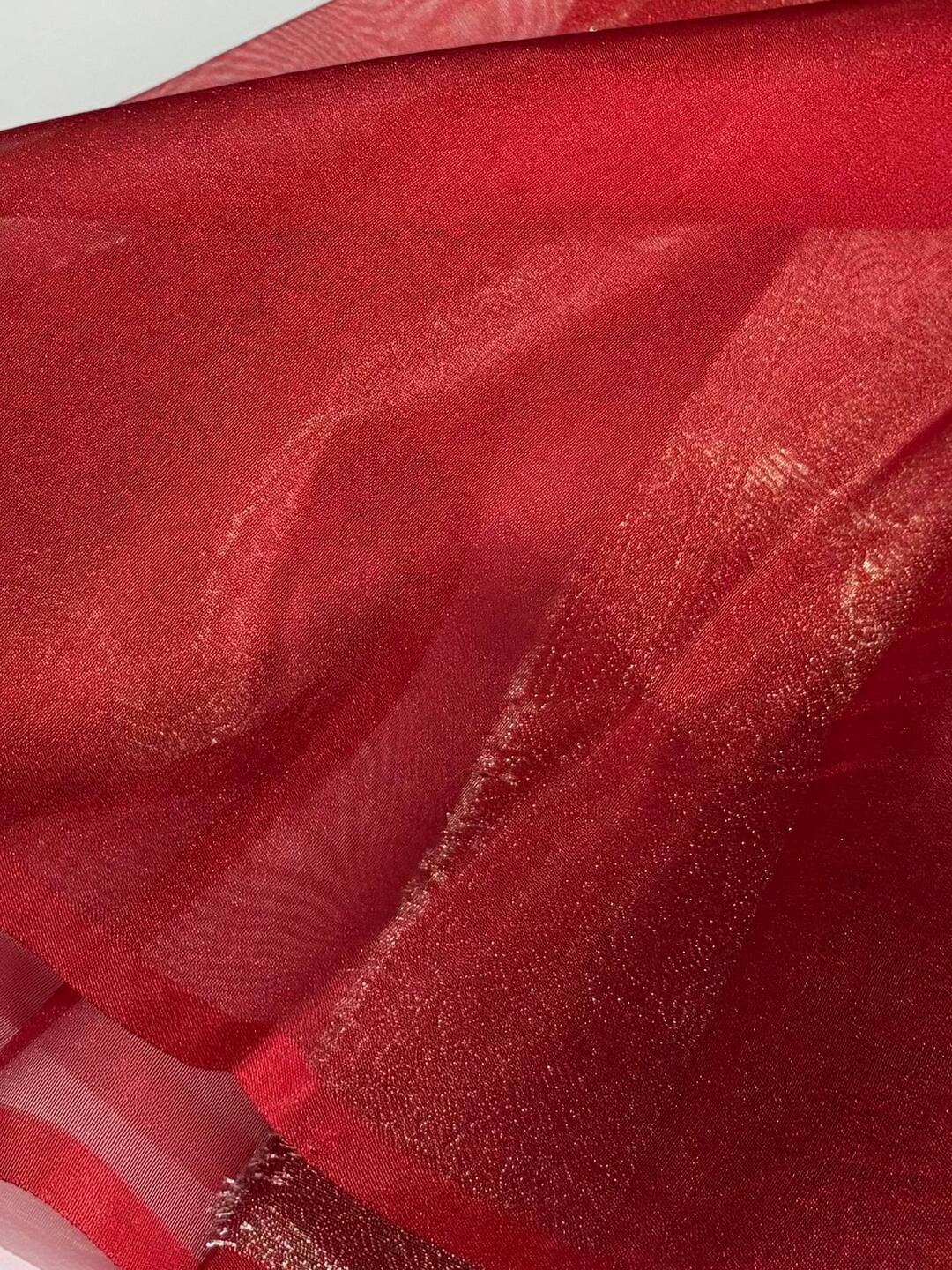 Chili Red Tissue Cotton Silk Saree