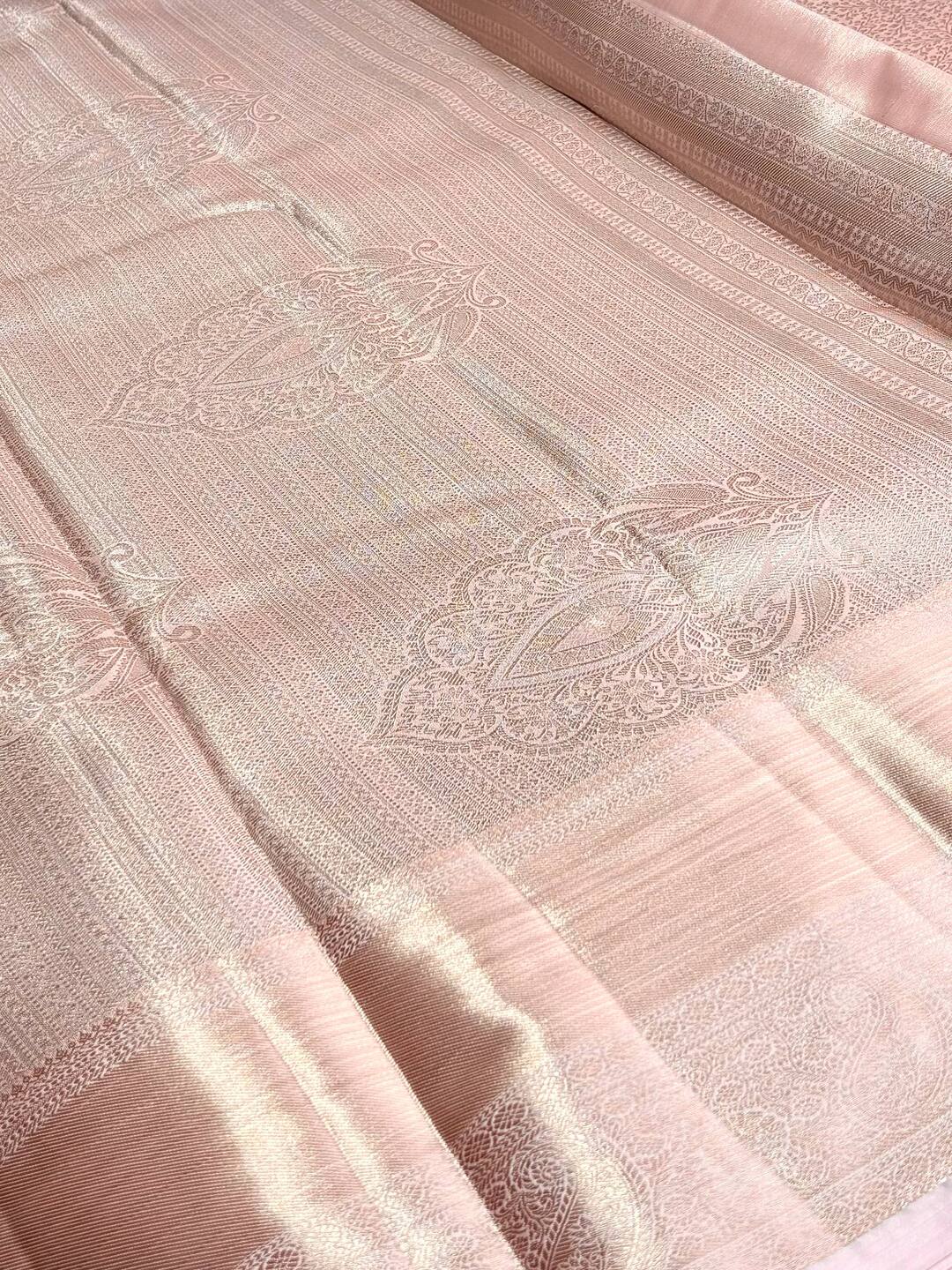 Pastel Pink Semi Kanchipuram Silk Saree