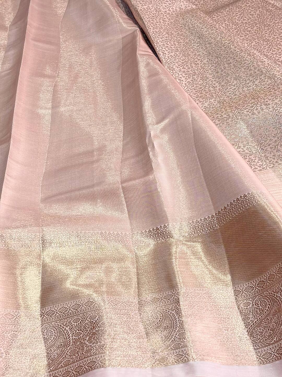 Pastel Pink Semi Kanchipuram Silk Saree