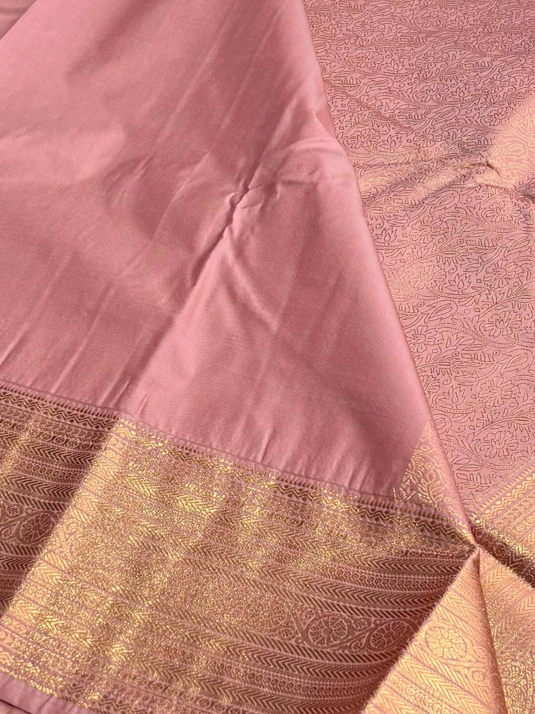 Mauve Pink Semi Kanchipuram Silk Saree