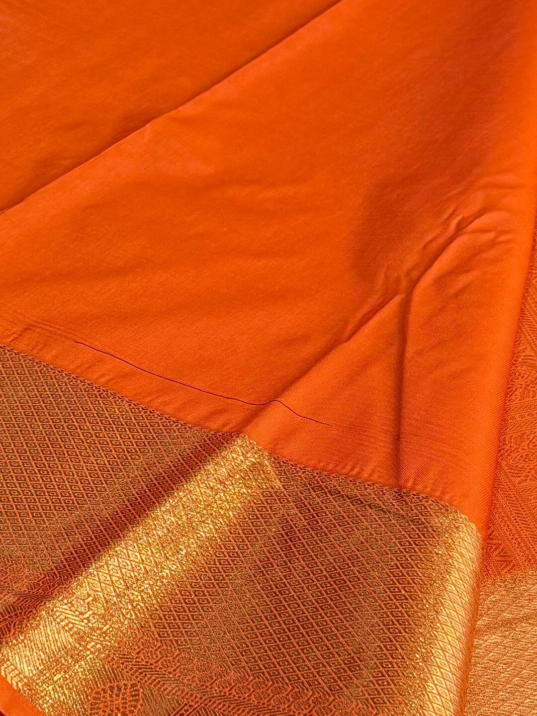 Orange Semi Kanchi Silk Saree