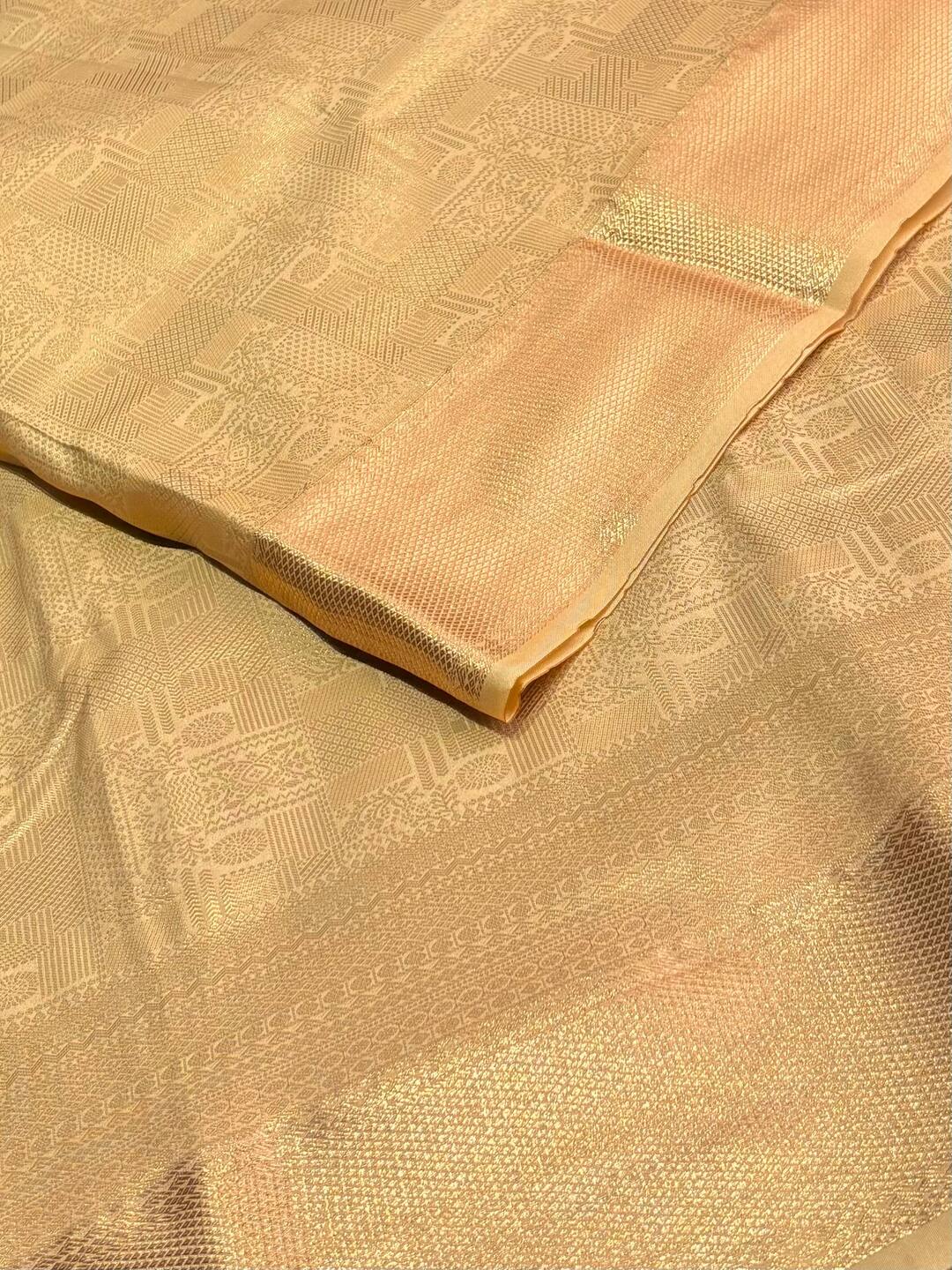Champagne Semi Kanchi Silk Saree