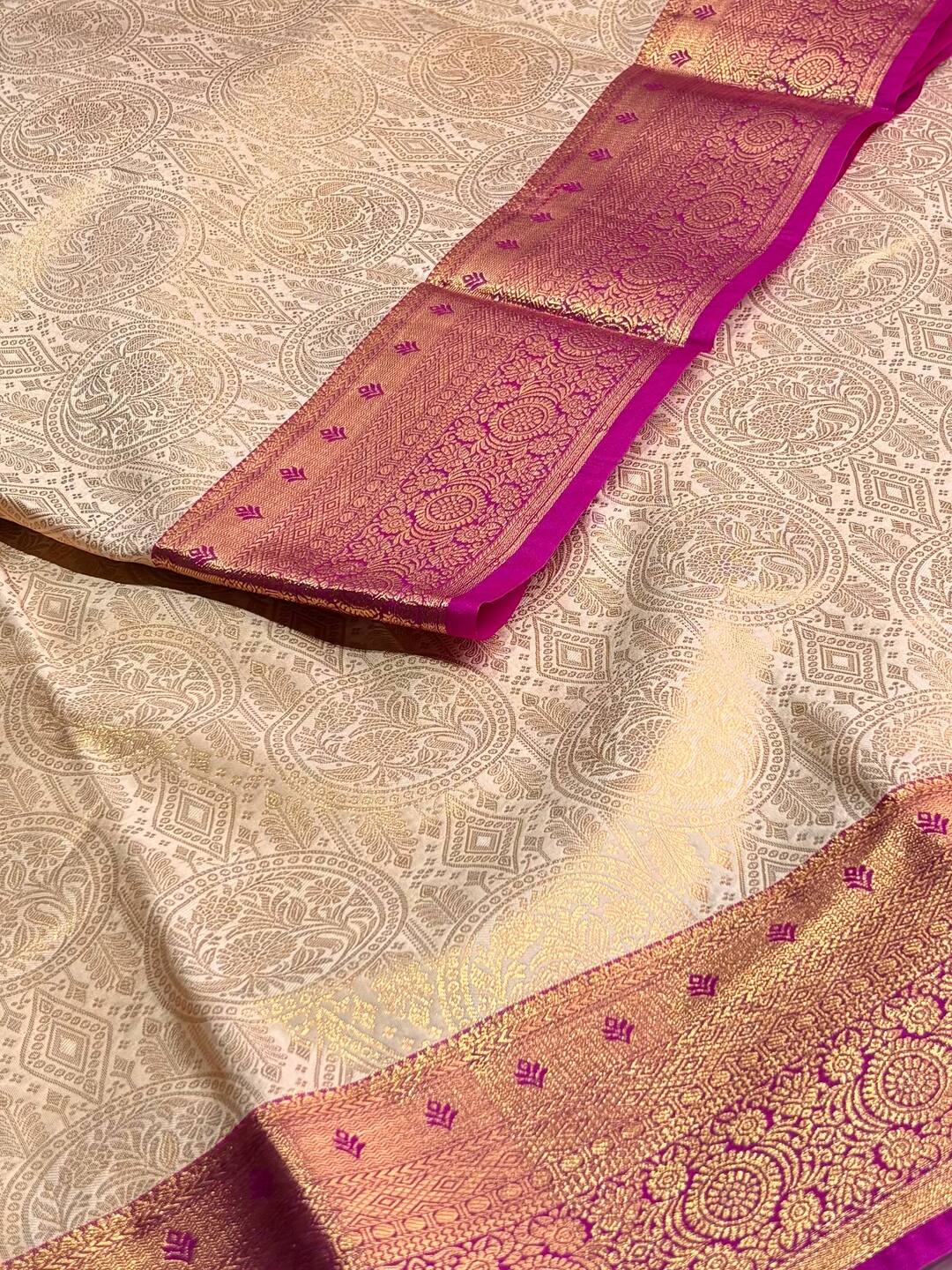 Off White Semi Kanchi Silk Saree
