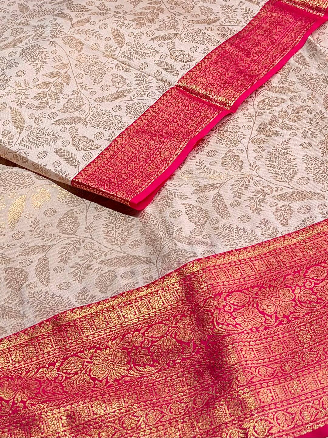 White Semi Kanchi Silk Saree
