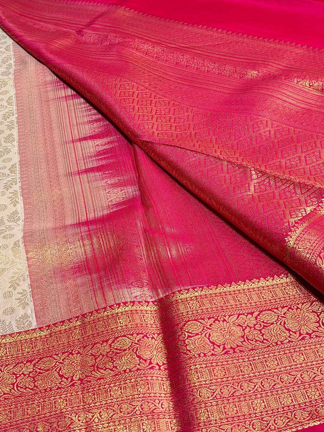 White Semi Kanchi Silk Saree