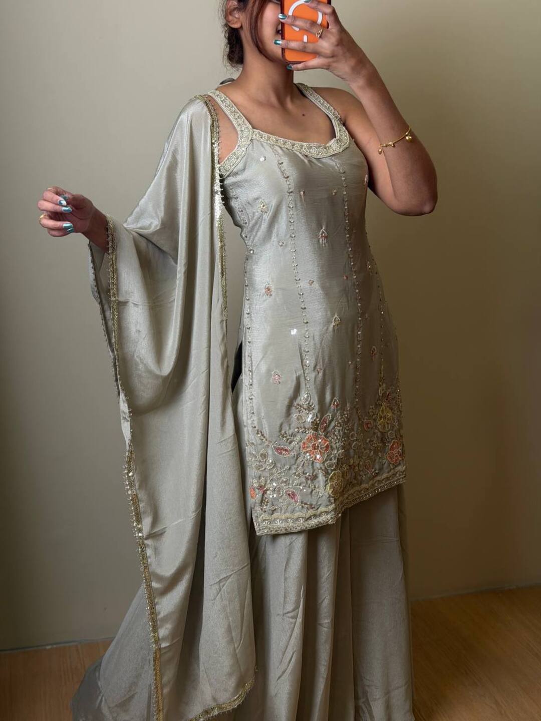 Grey 3pc Kurti Suit