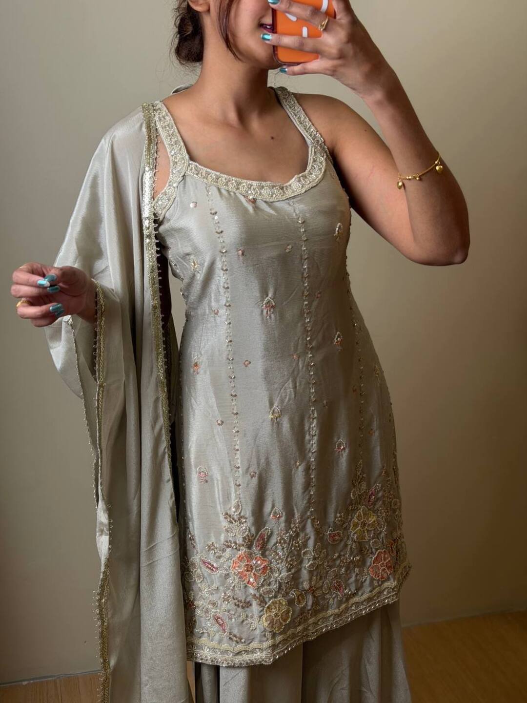 Grey 3pc Kurti Suit