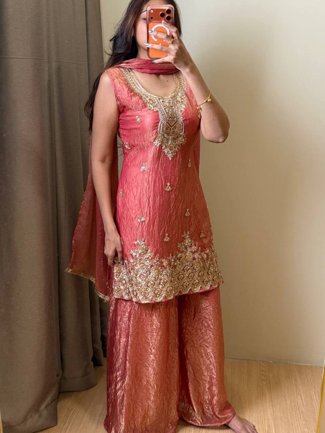 Dual Tone Pink 3pc Kurti Suit