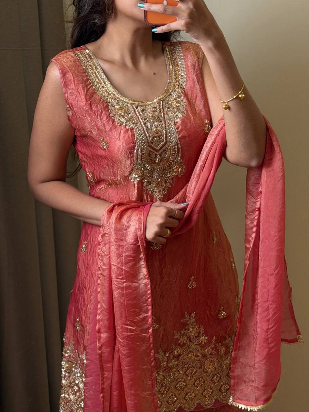 Dual Tone Pink 3pc Kurti Suit