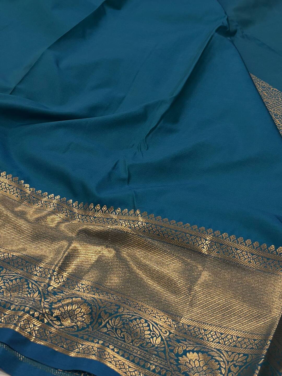 Teal Blue Semi Kanchi Silk Saree