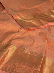 Peach Pink Semi Kanchi Silk Saree