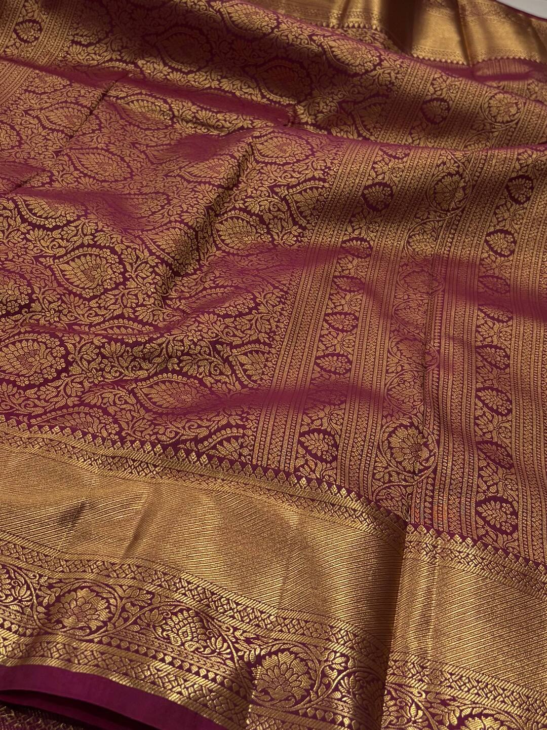 Magenta Purple Semi Kanchi Silk Saree
