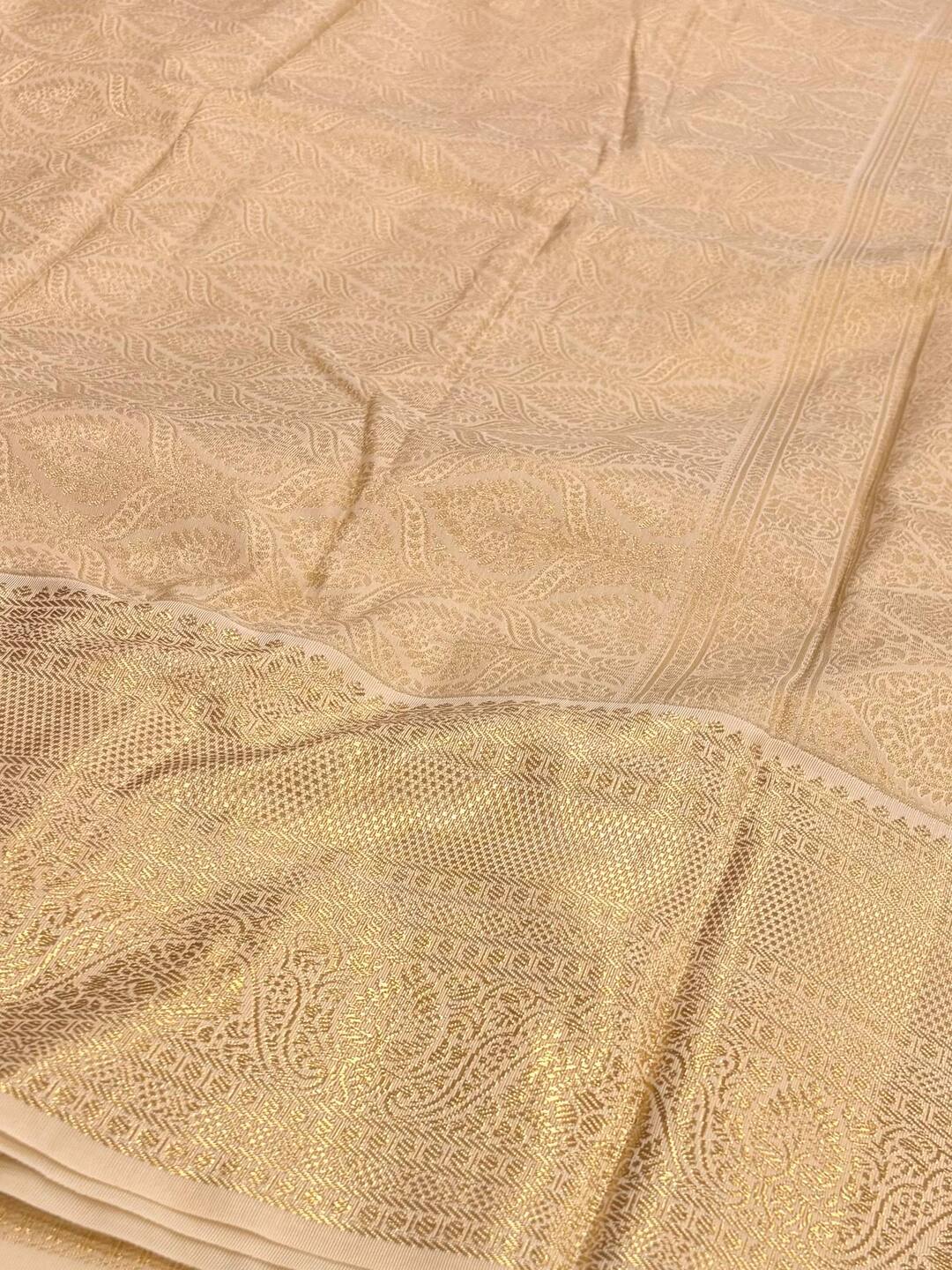 Golden Orange Semi Kanchi Silk Saree