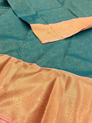 Turquoise Blue Semi Kanchi Silk Saree