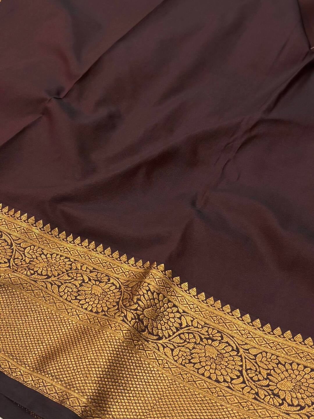 Dark Brown Semi Kanchi Silk Saree