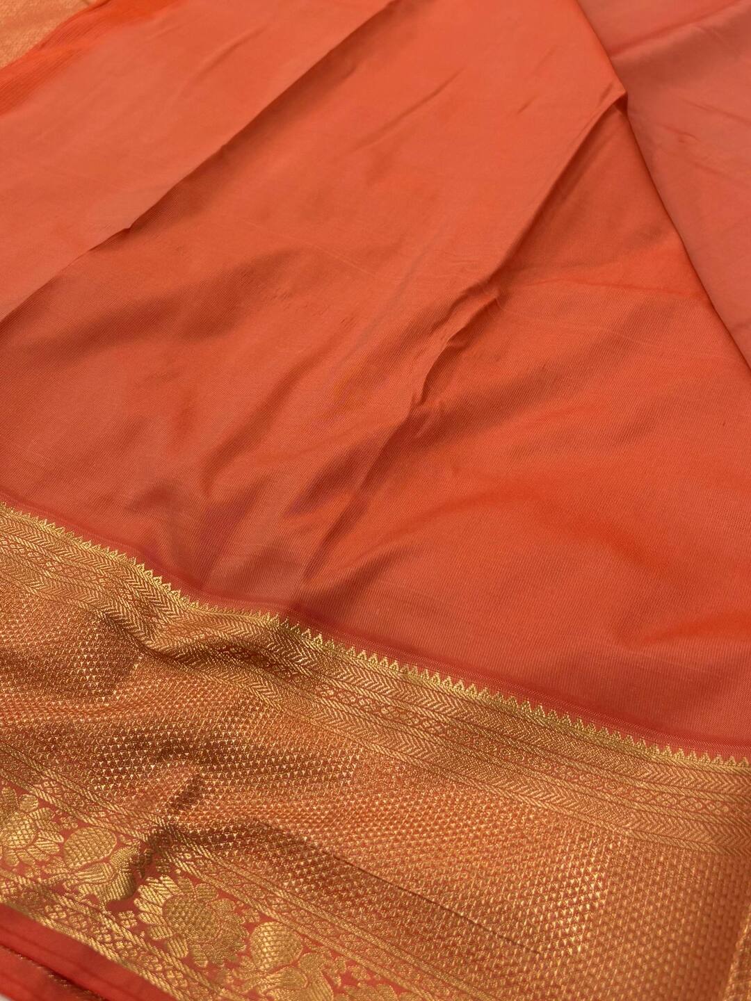 Coral Pink Semi Kanchi Silk Saree