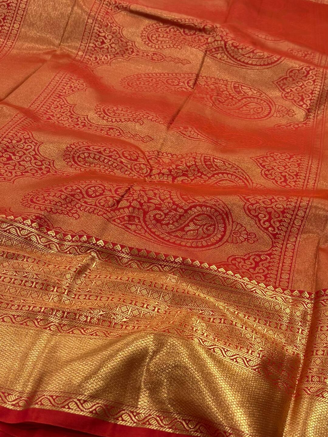 Chili Red Semi Kanchi Silk Saree