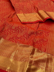 Chili Red Semi Kanchi Silk Saree