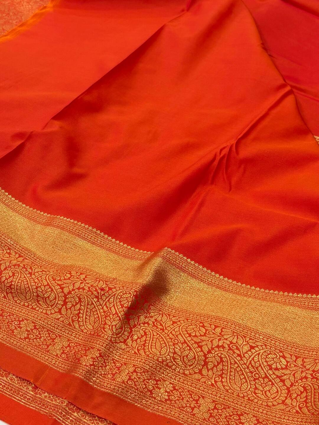 Orange Semi Kanchi Silk Saree