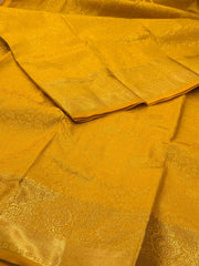 Golden Yellow Semi Kanchi Silk Saree