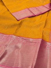 Yellow With Baby Pink Semi Kanchi Silk Saree