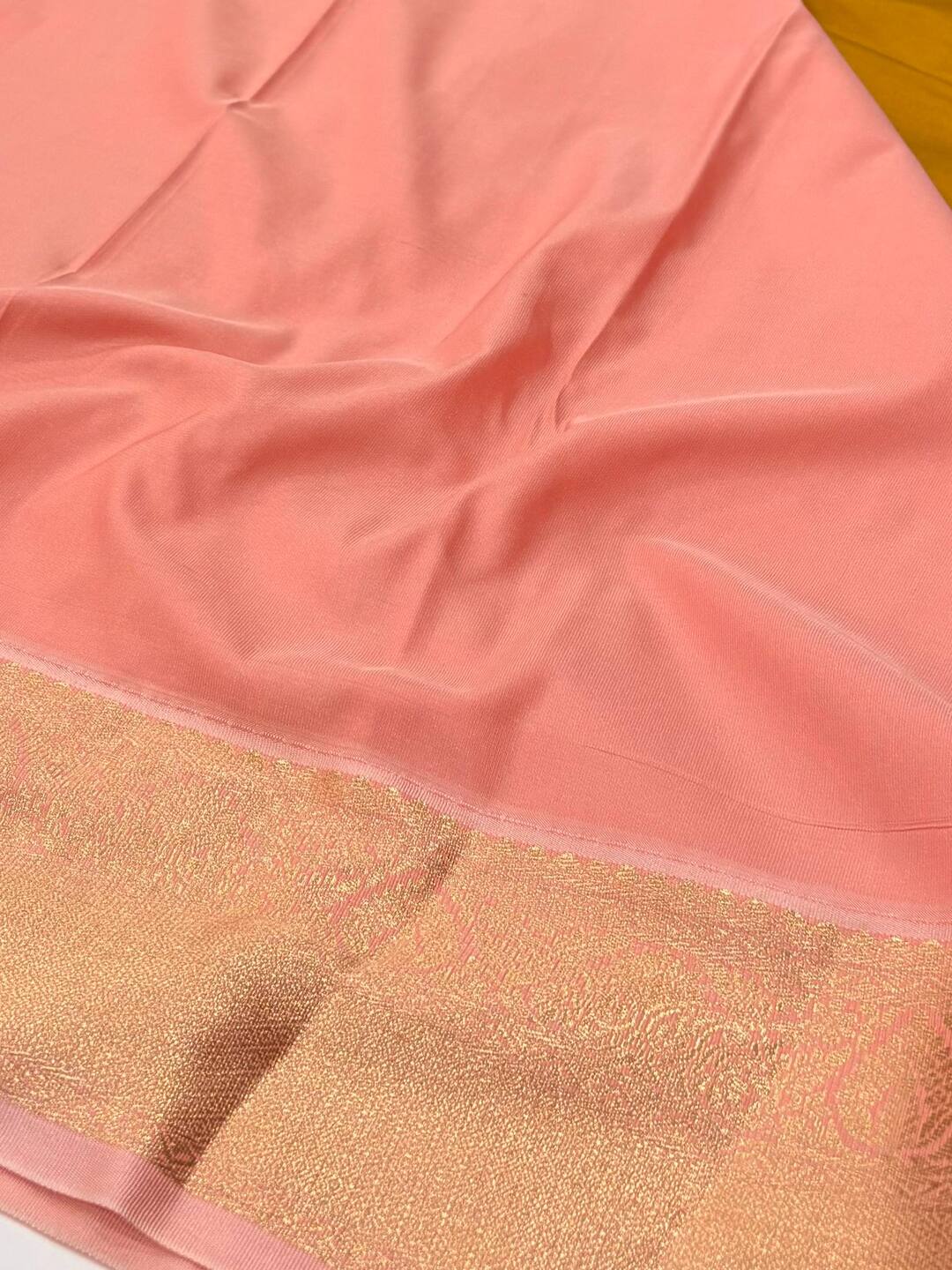 Apple Green With Pastel Pink Semi Kanchi Silk Saree