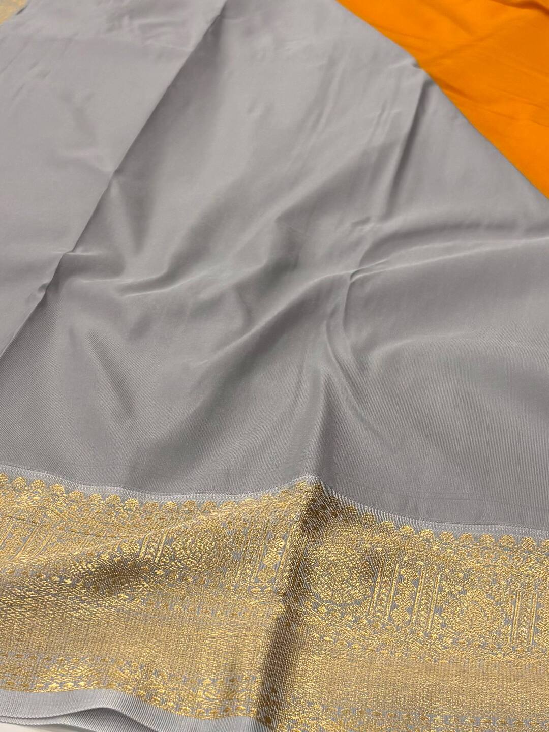 Yellow With Silver Semi Kanchi Silk Saree