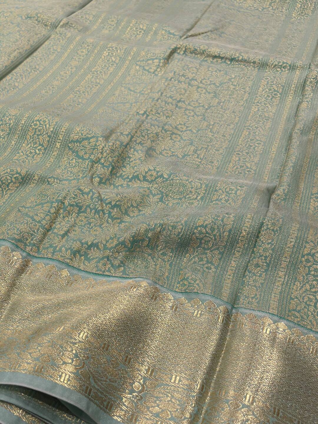 Hot Pink With Baby Blue Semi Kanchi Silk Saree
