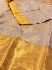 Beige With Gold Semi Kanchi Silk Saree (