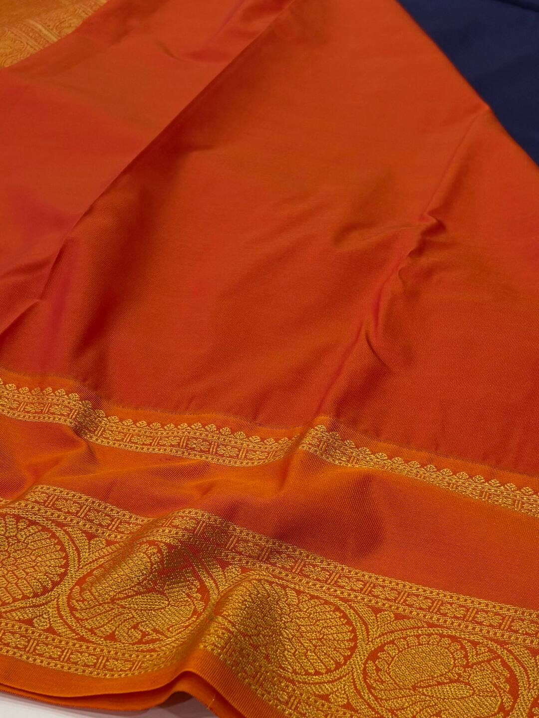 Navy Blue Semi Kanchi Silk Saree