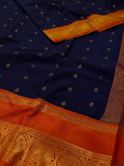 Navy Blue Semi Kanchi Silk Saree