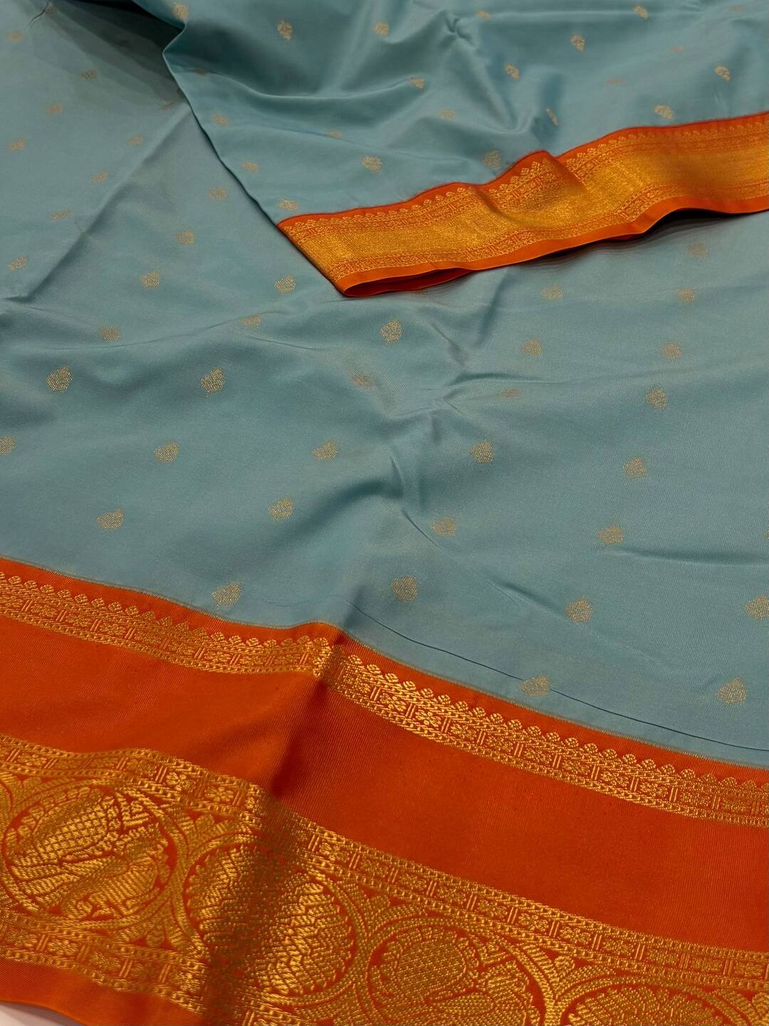 Sky Blue Semi Kanchi Silk Saree