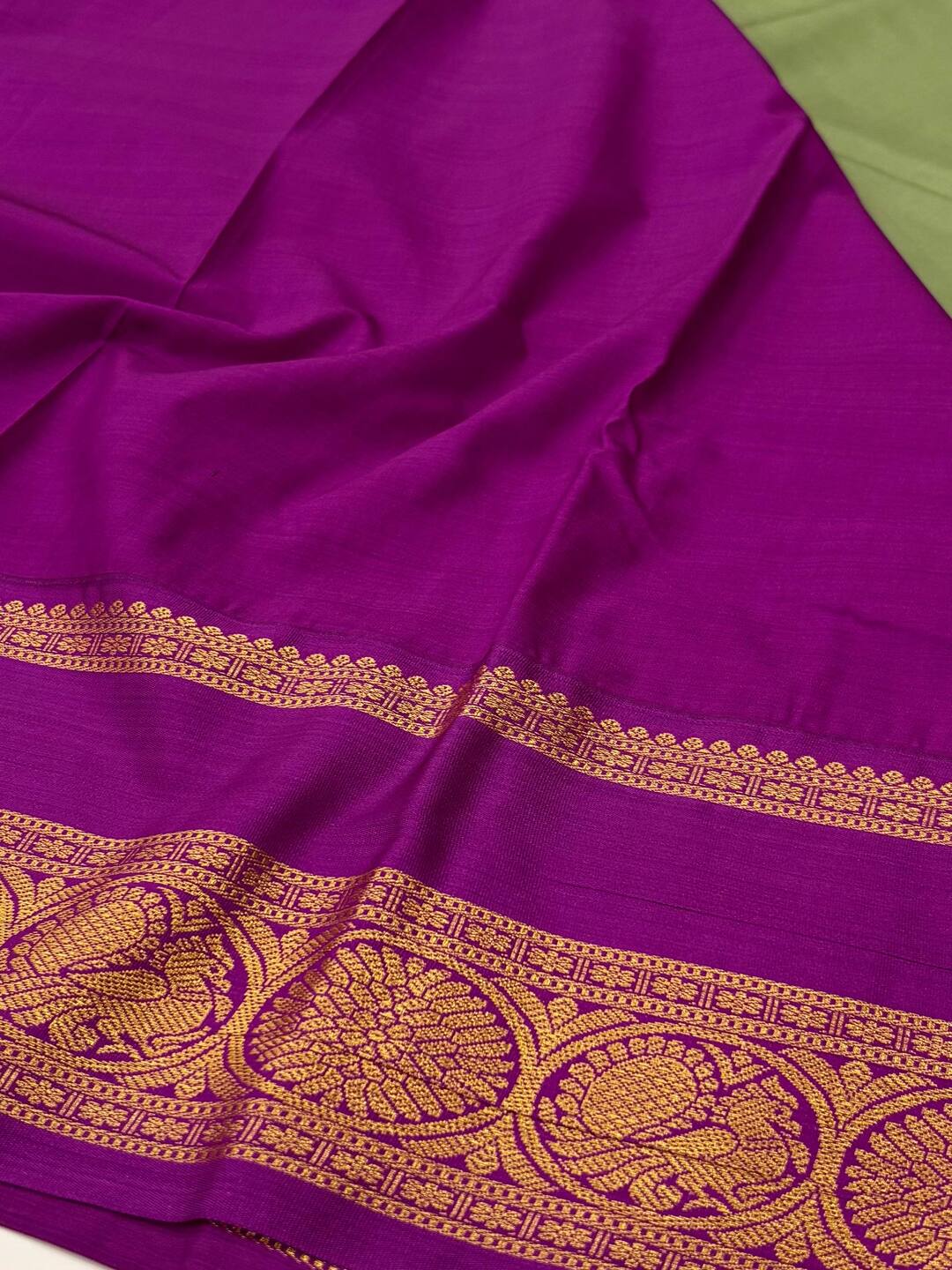 Pistachio Green Semi Kanchi Silk Saree